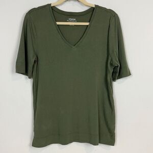 Chico’s Ultimate Tee V-neck Olive Green L